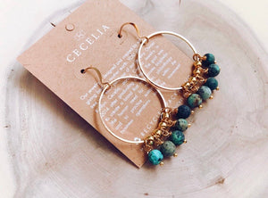 Matte Turquoise Boho Hoop Earrings