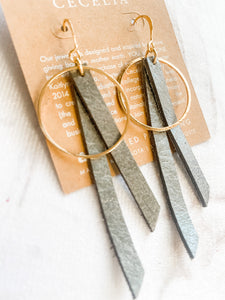 Grey Tassel Hoop Earrings
