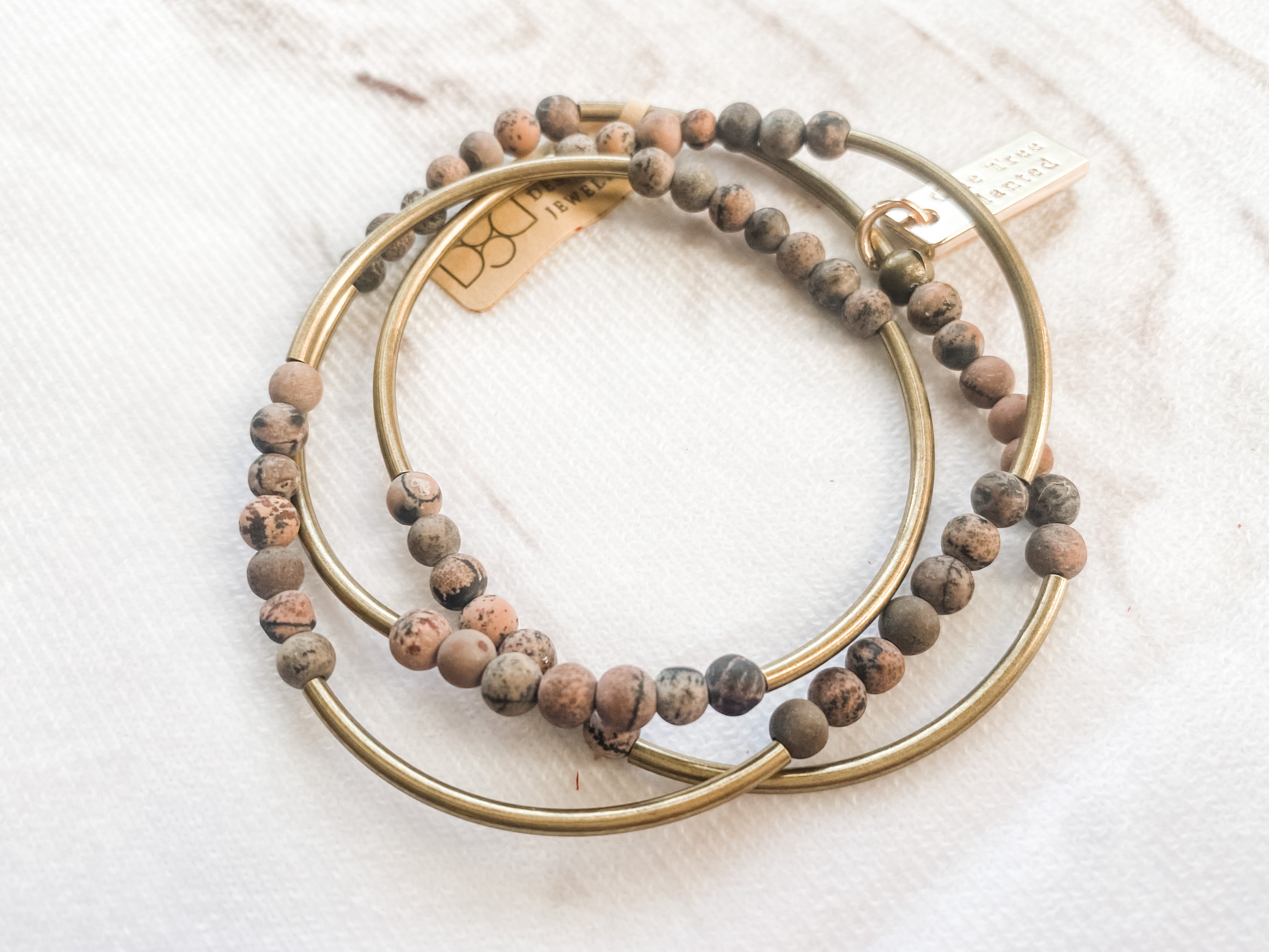 Artistic Jasper Antique Gold Triple Wrap