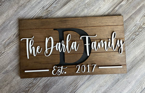 Family Name Plaque