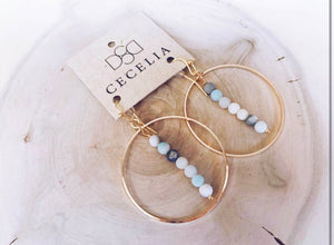 Amazonite Drop Hoop Earring