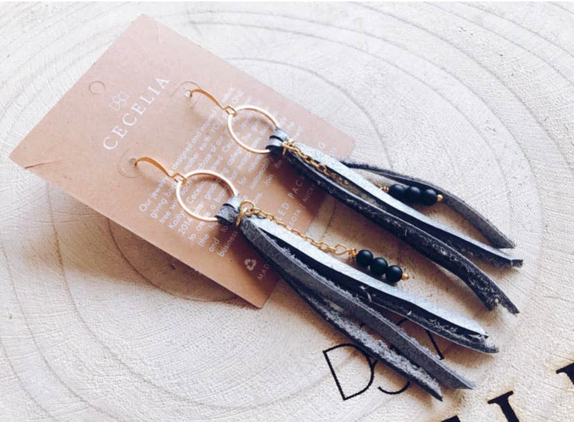Granite Grey Tassel Earrings