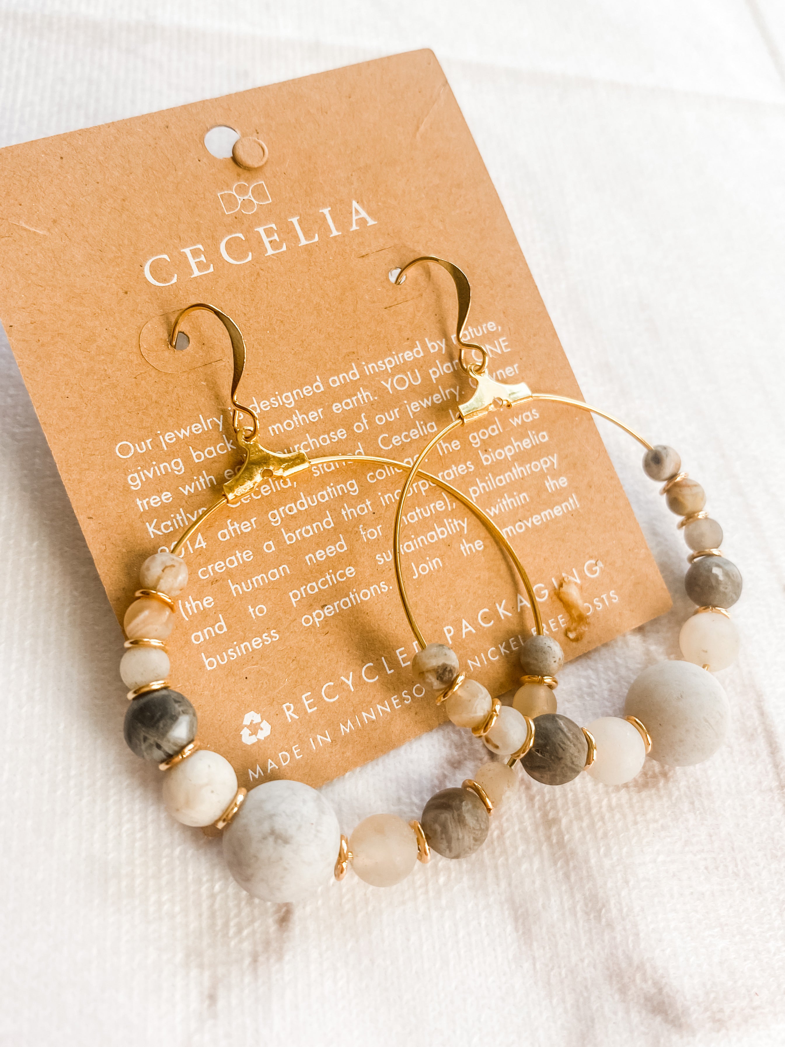 Bamboo Agate Gemstone Earrings