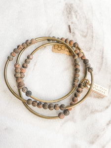 Artistic Jasper Antique Gold Triple Wrap