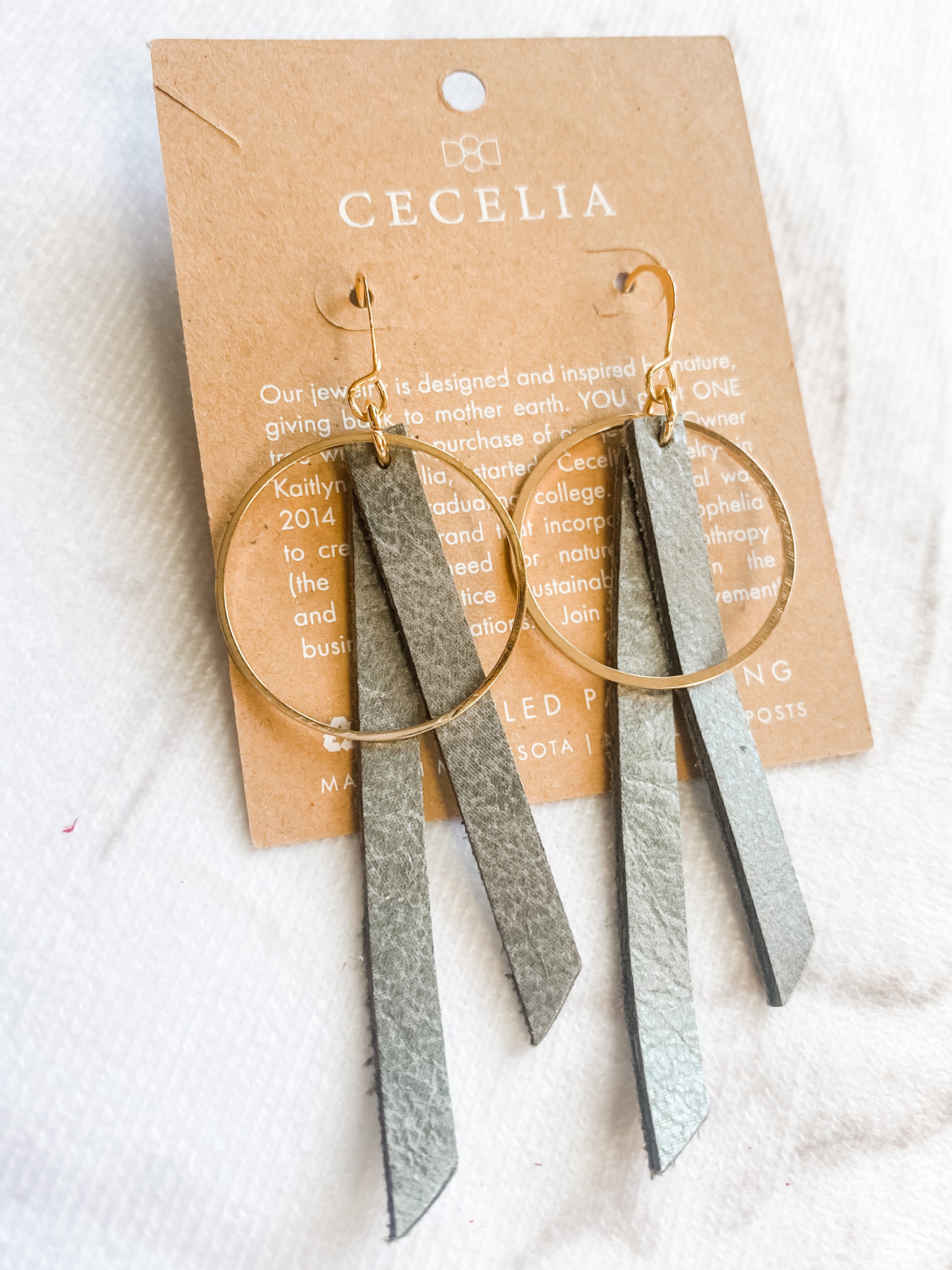 Grey Tassel Hoop Earrings