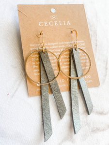 Grey Tassel Hoop Earrings
