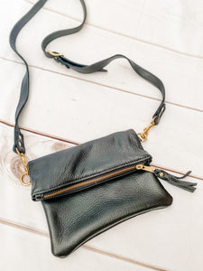 Foldover Crossbody - Pebble Black